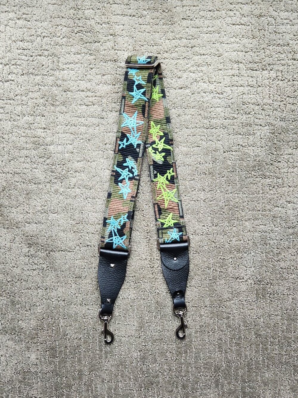 VALENTINO Rockstud Embroidered Camo Graffiti Star Guitar Purse Strap